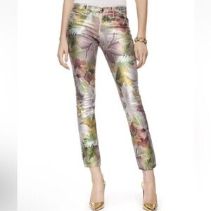 JUICY COUTURE TROPICAL FLORAL FOIL STRAIGHT CROP JEANS Size 25   #JG008539